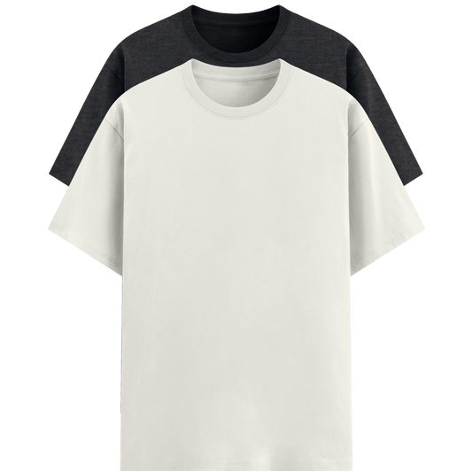 2-pack Unisex Fit T-shirts (Black melange & white)