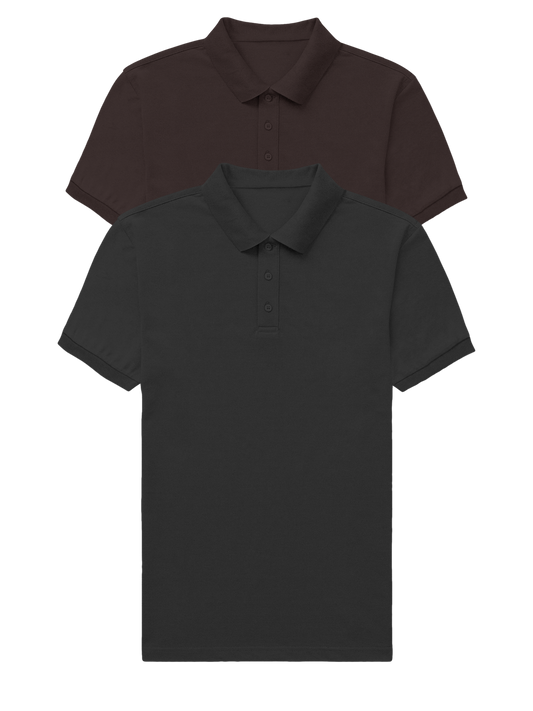 2-pack Male Polo T-shirts (Black & Coffee Brown)