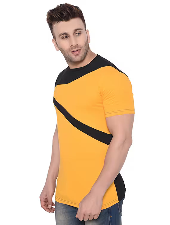 yellow color block t-shirt
