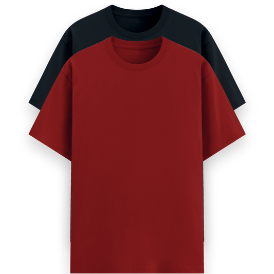 2-pack Unisex Fit T-shirts (RED & NAVY BLUE)