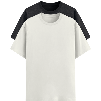 2-pack Unisex Fit T-shirts (Black melange & white)