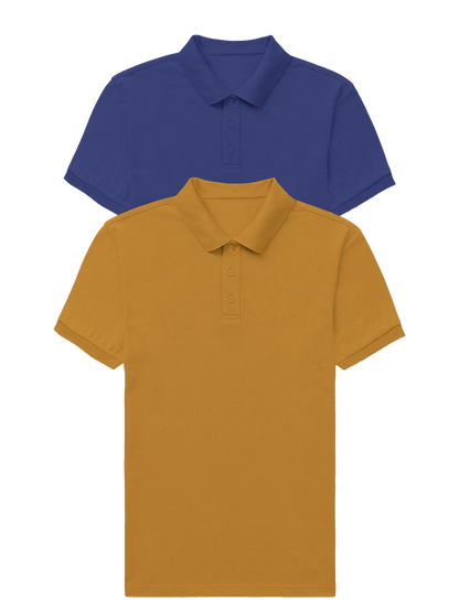 2-pack Male polo T-shirts (Mustard Yellow & royal blue)