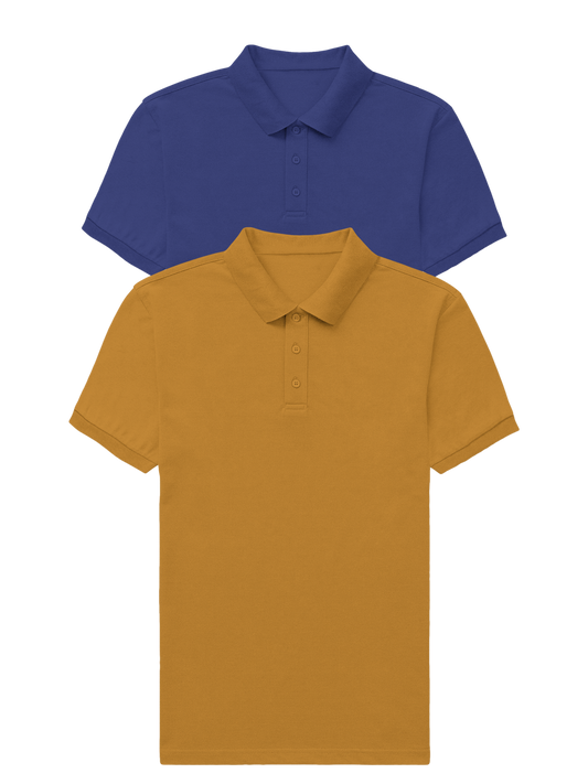 2-pack Male polo T-shirts (Mustard Yellow & royal blue)