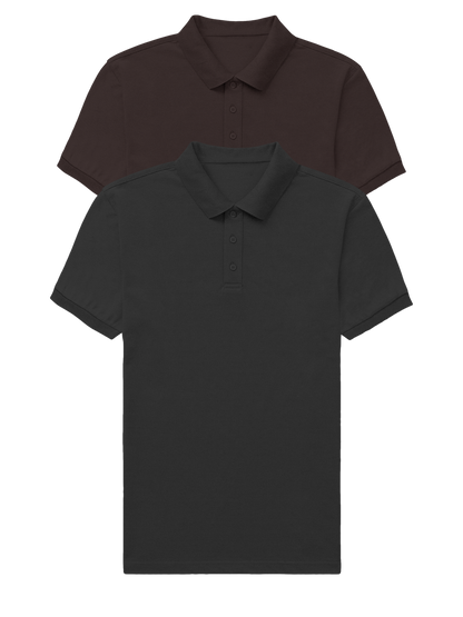 2-pack Male Polo T-shirts (Black & Coffee Brown)
