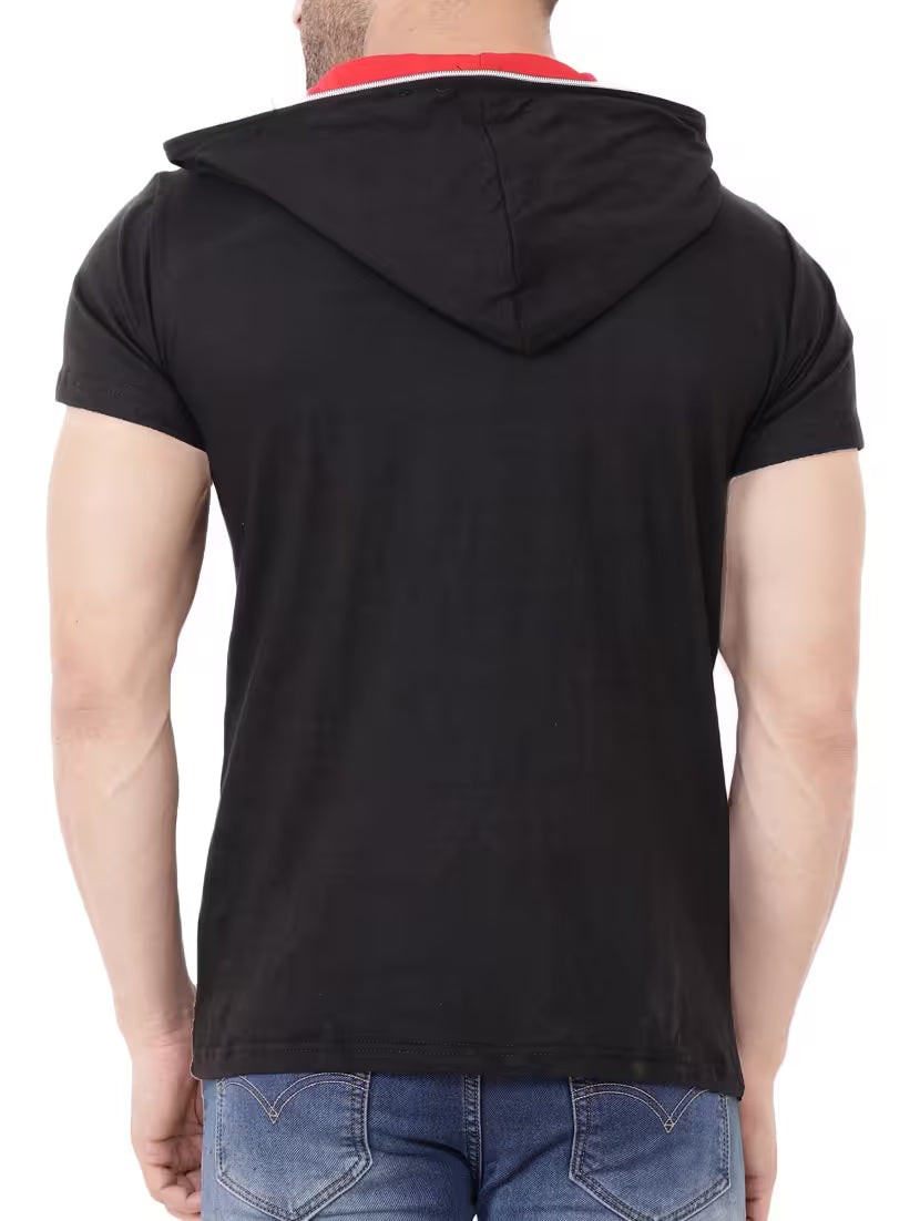 men solids hooded neck t-shirts