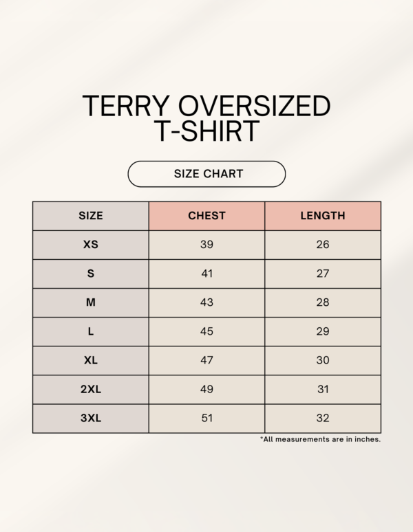 1744976688TerryteeSizeChart.png Unisex Terry Oversized Tee